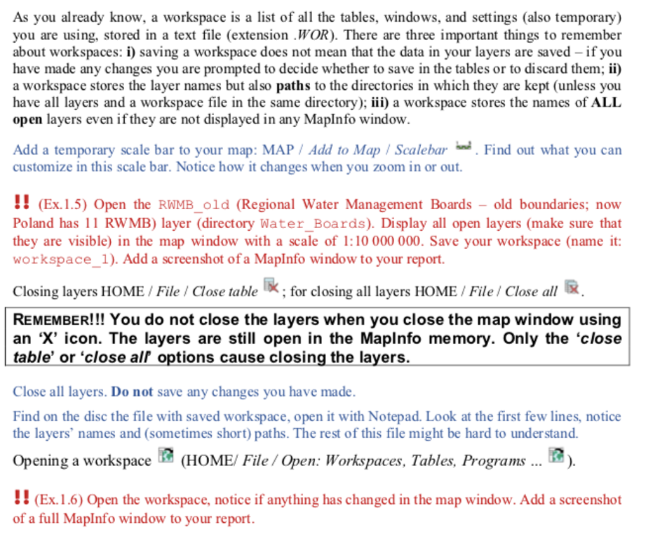 MapInfo - exercise 1 - working with map window | Chegg.com