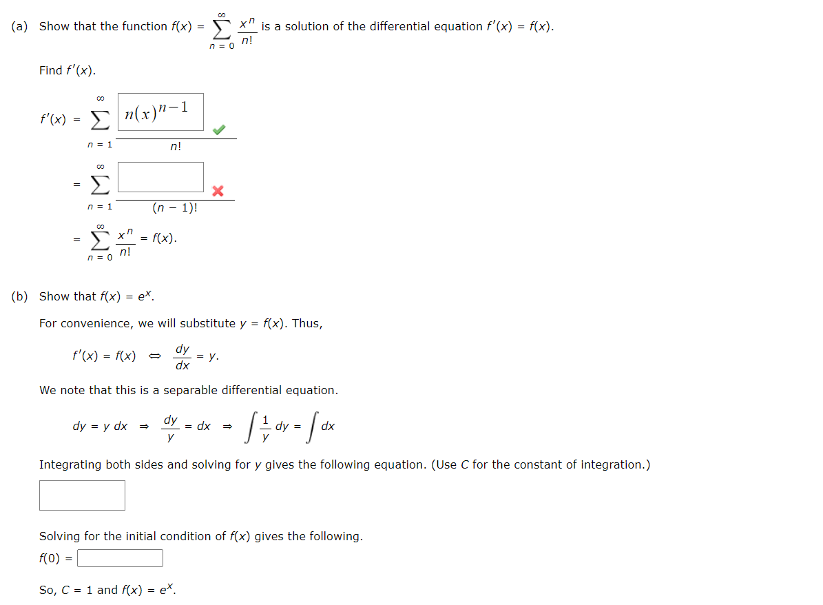 Solved A Show That The Function F X X Is A Solution Of