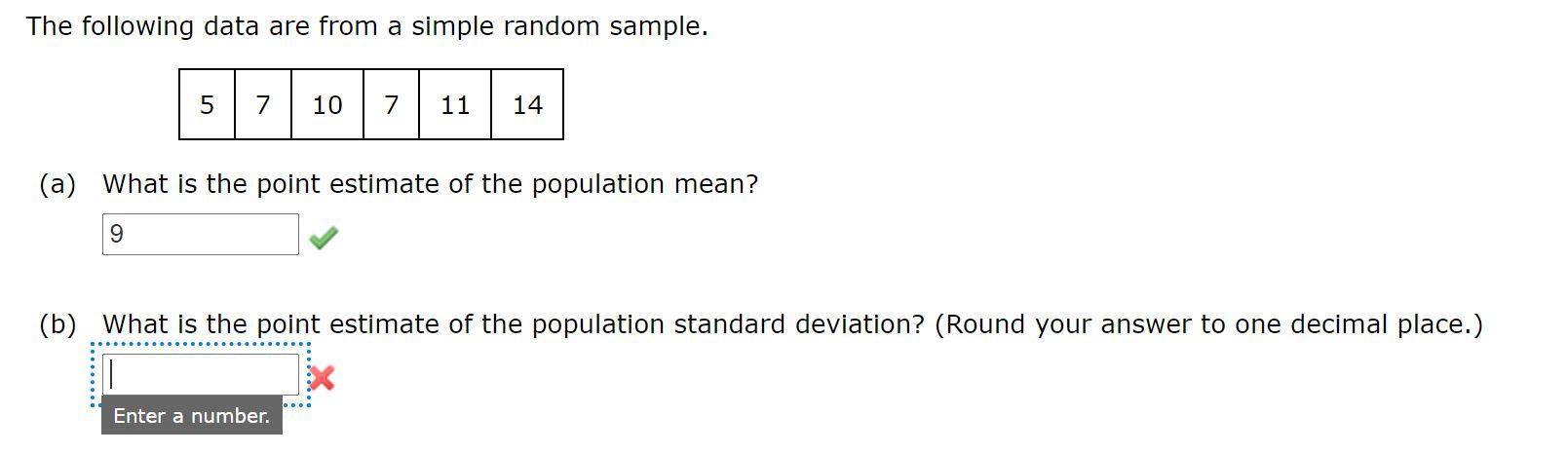 Solved The following data are from a simple random sample. 5 | Chegg.com