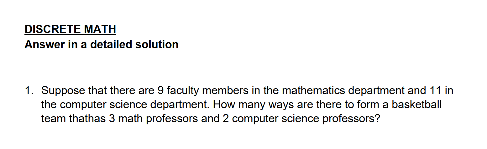 Solved DISCRETE MATH Answer In A Detailed Solution 1. | Chegg.com