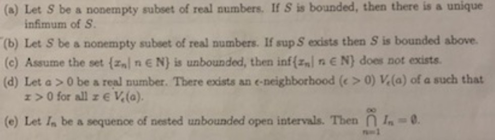 Solved (a) Let S be a nonempty subset of real numbers. If S | Chegg.com