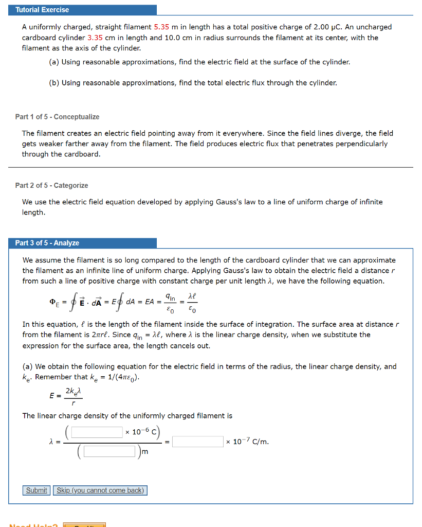 Solved Tutorial Exercise A Uniformly Charged, Straight | Chegg.com