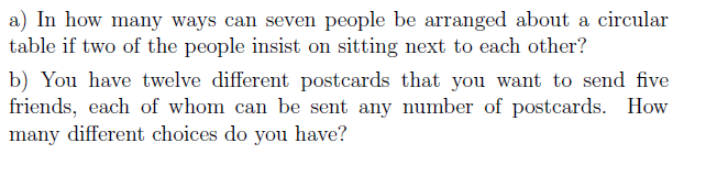 Solved a) In how many ways can seven people be arranged | Chegg.com