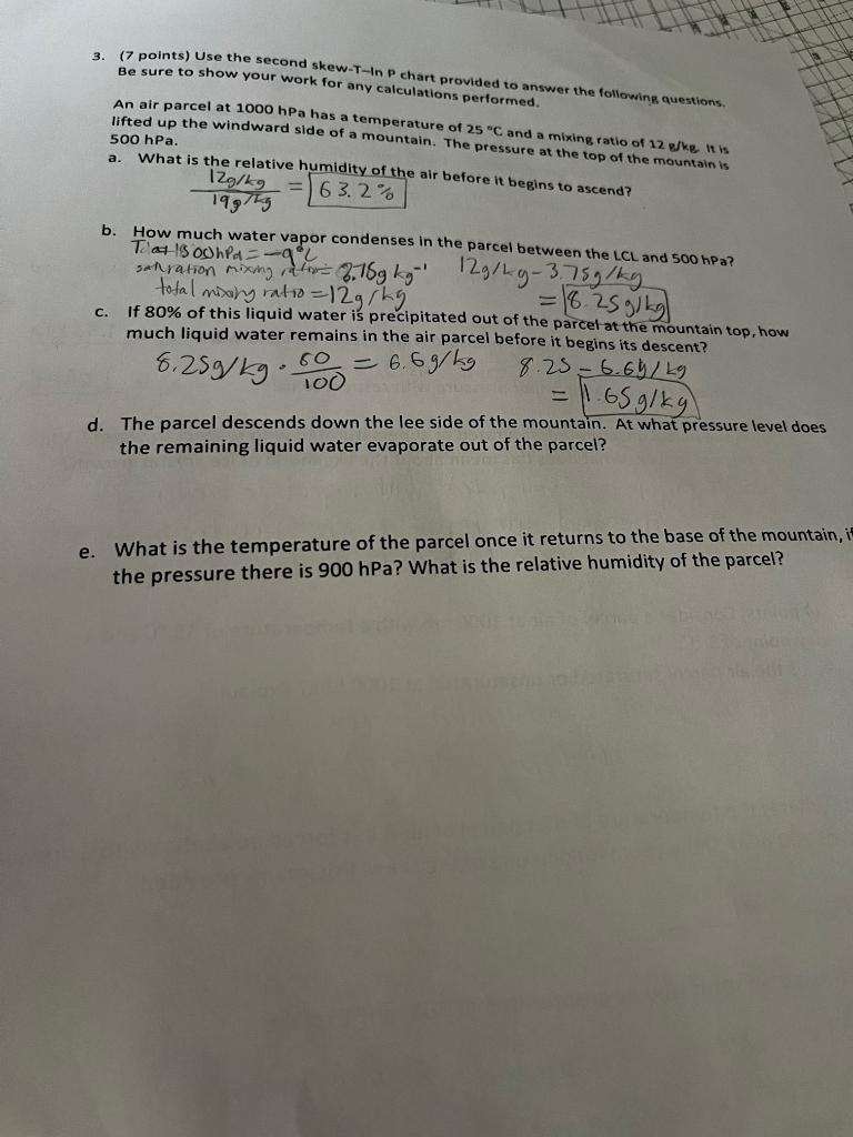 Solved Using a Skew T In P Chart how would I answer these