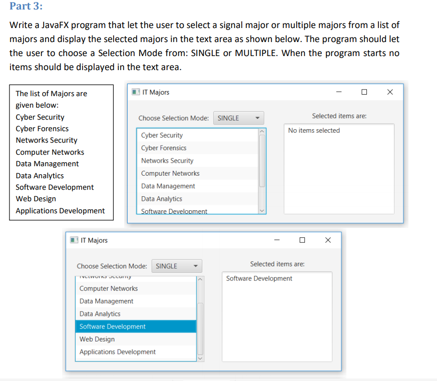 Solved Part 3: Write A JavaFX Program That Let The User To | Chegg.com