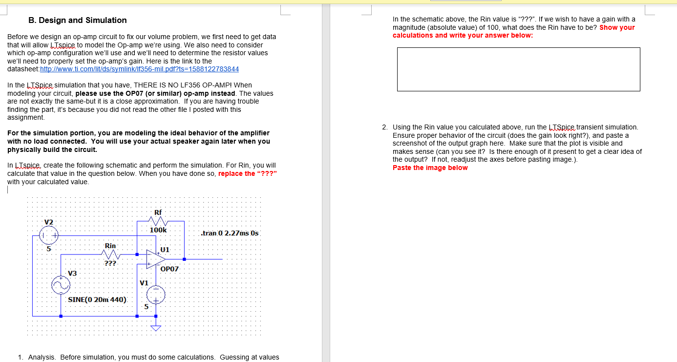 Solved B. Design And Simulation In The Schematic Above, The | Chegg.com