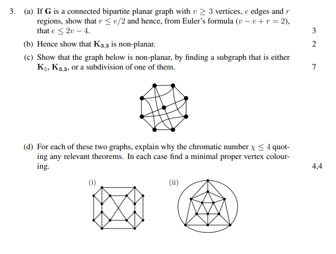 Solved 3. (a) If G Is A Connected Bipartite Planar Graph | Chegg.com