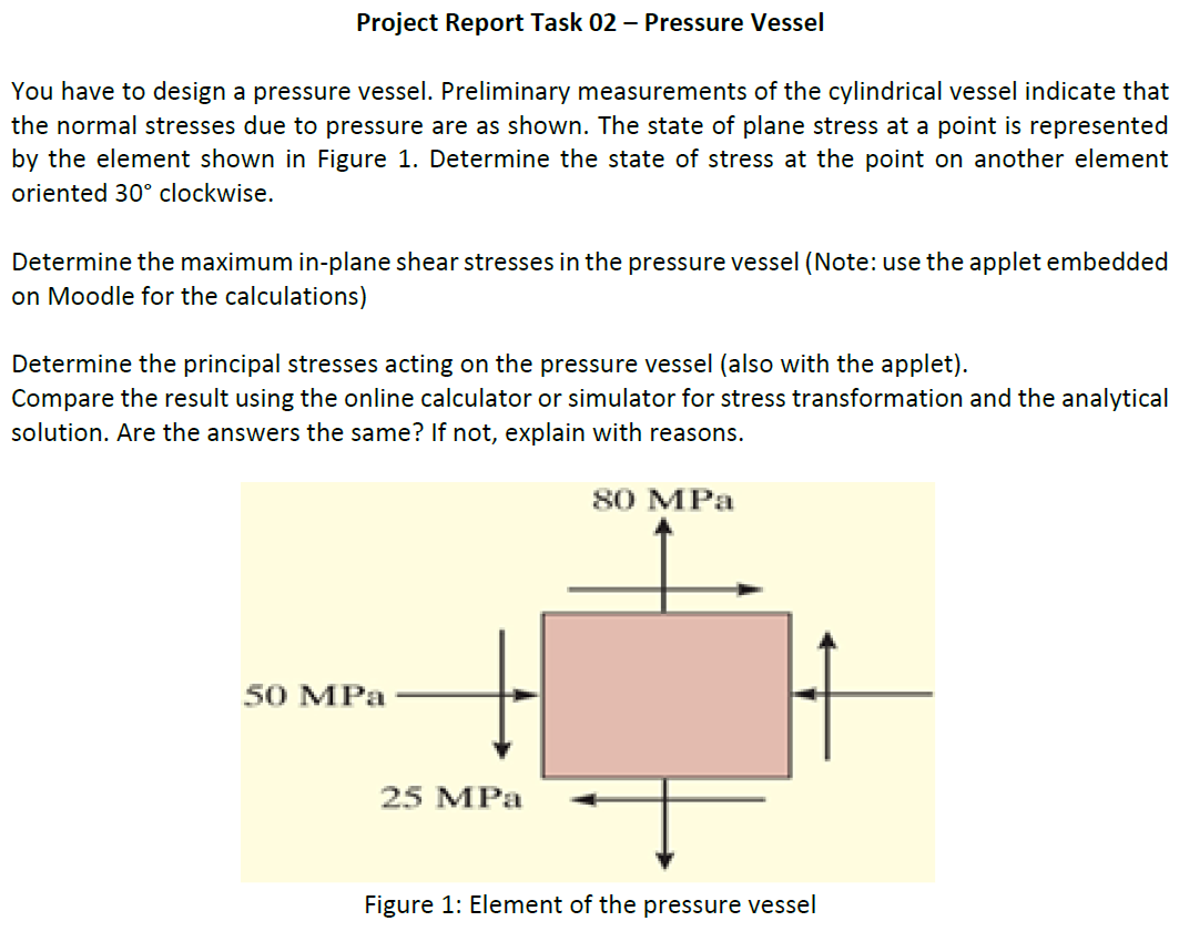 Solved Project Report Task 02 - Pressure Vessel You Have To | Chegg.com