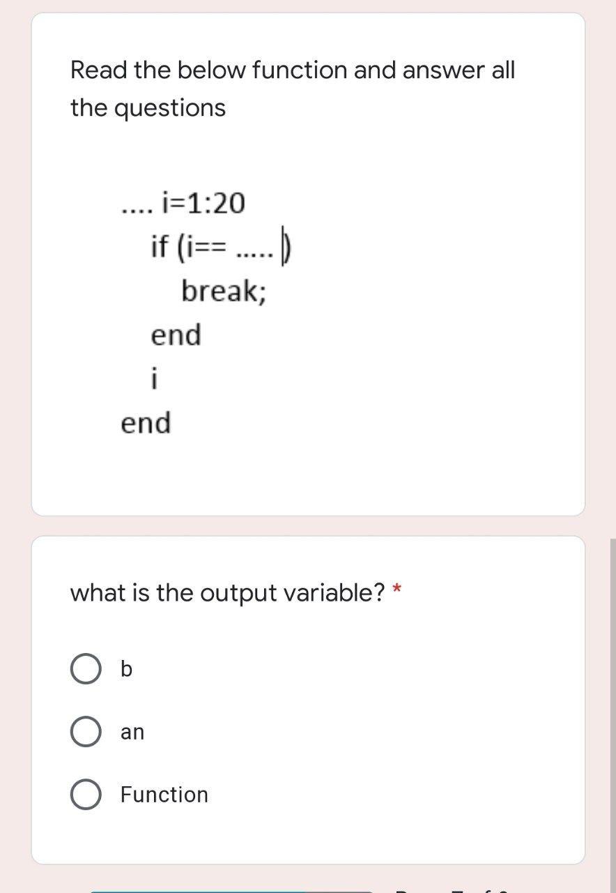 Solved Read the below function and answer all the questions | Chegg.com