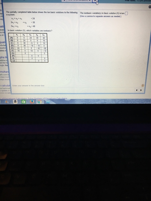 Solved The partially completed table below shows the ten | Chegg.com
