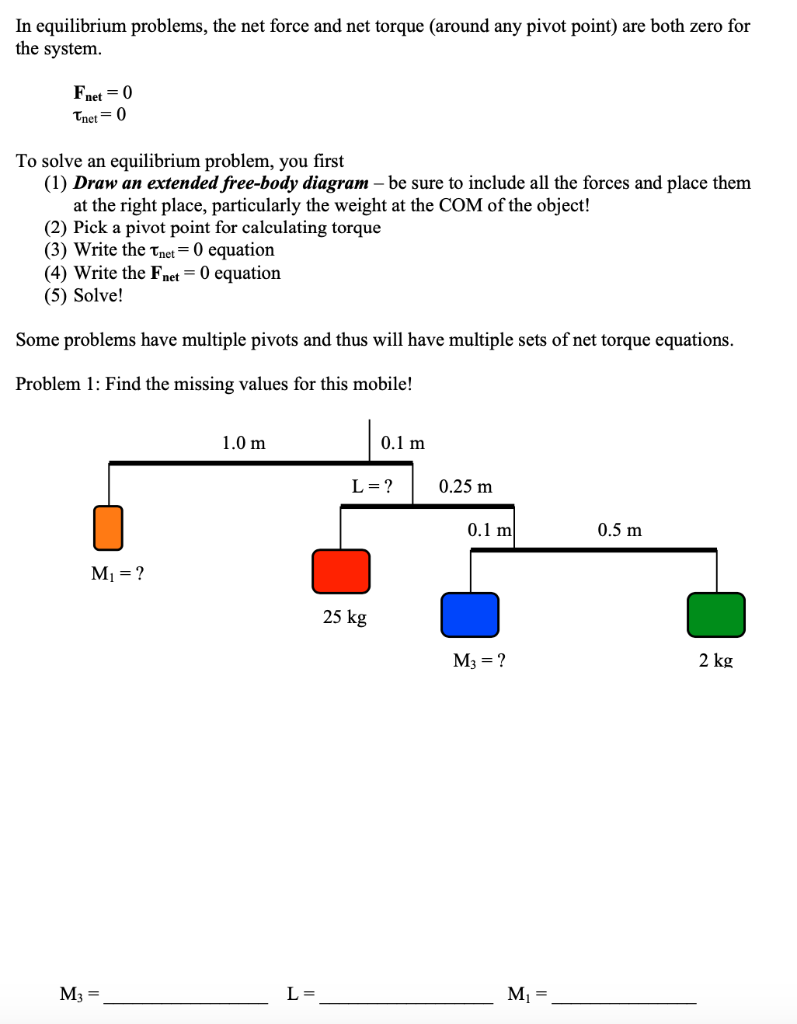Solved In equilibrium problems, the net force and net torque | Chegg.com