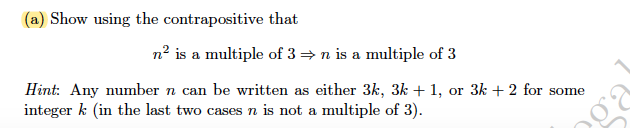 Solved (a) Show using the contrapositive that n” is a | Chegg.com