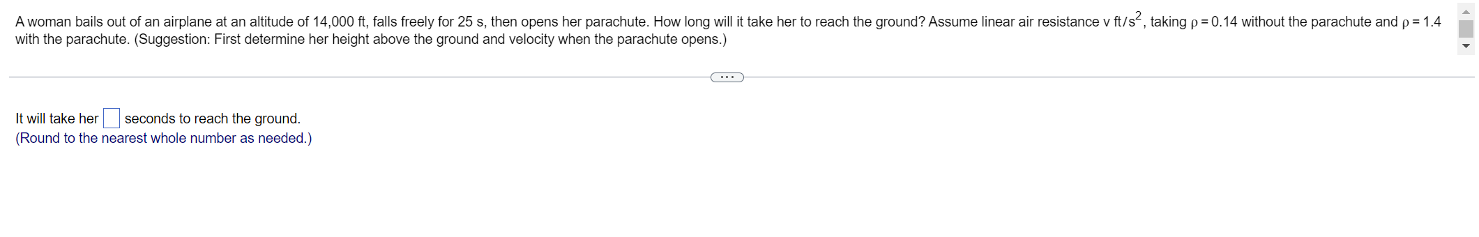 Solved with the parachute. (Suggestion: First determine her | Chegg.com