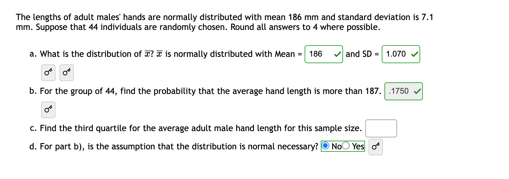 Solved The lengths of adult males' hands are normally | Chegg.com