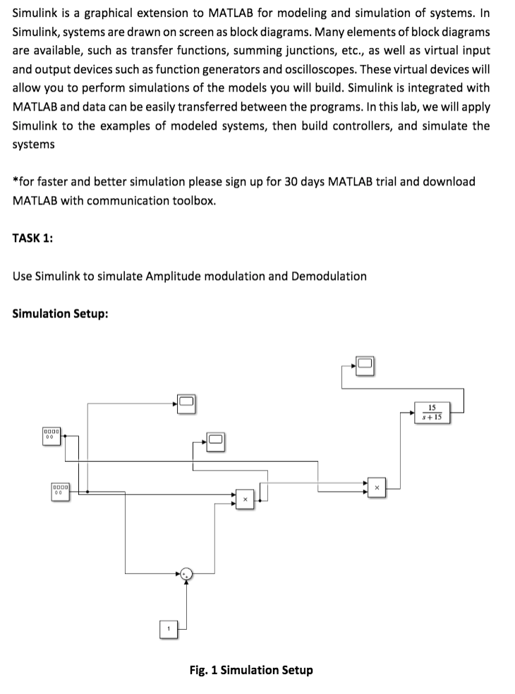 Simulink is a graphical extension to MATLAB for | Chegg.com