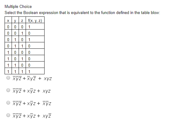 Solved Multiple Choice Select The Boolean Expression That