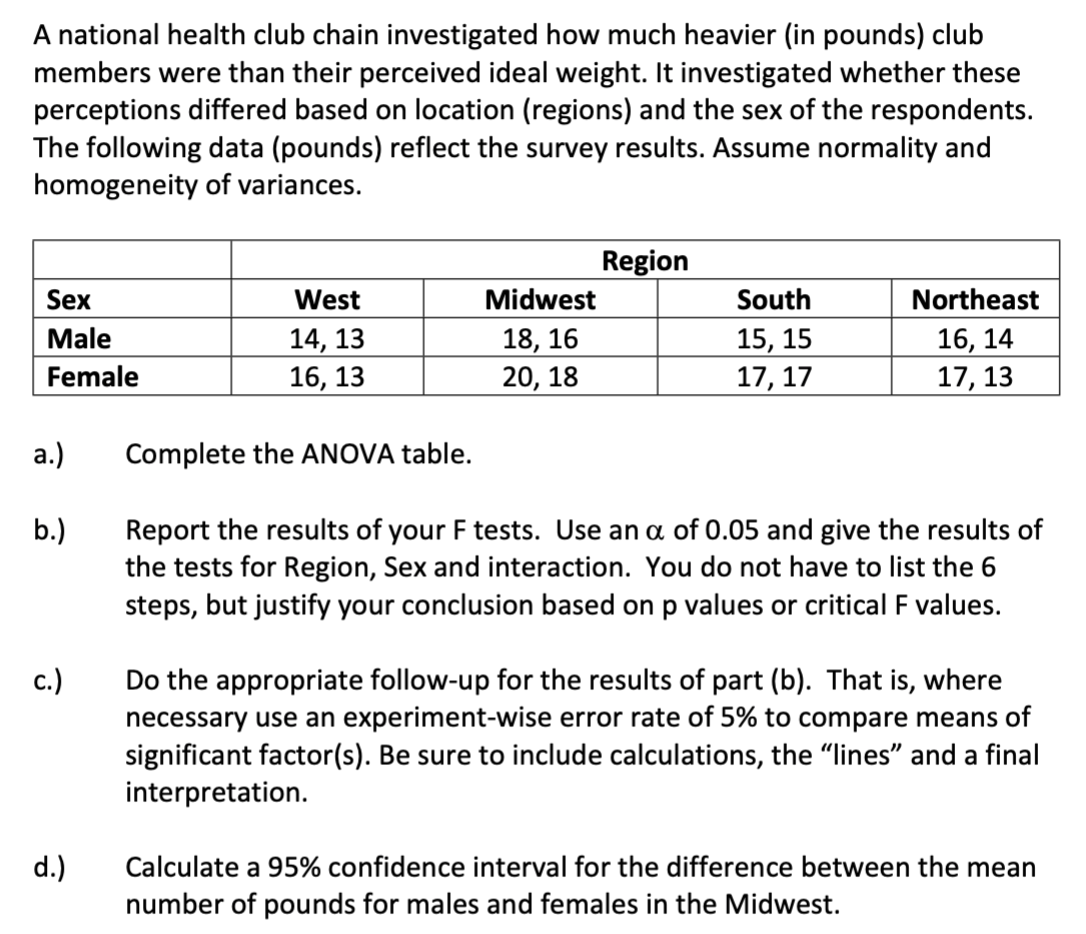 Solved A national health club chain investigated how much