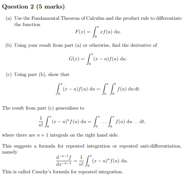Solved Question 2 5 Marks A Use The Fundamental Theor Chegg Com