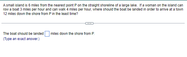 Solved A small island is 6 miles from the nearest point P on | Chegg.com