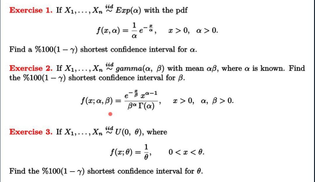 Solved Exercise 1. If X1,..., Xn iid Exp(a) with the pdf | Chegg.com