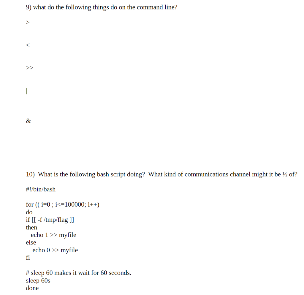 Solved 9 What Do The Following Things Do On The Command Chegg Com