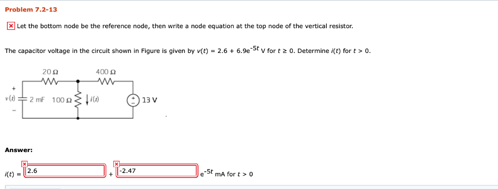 Solved Problem 7.2-13 X Let the bottom node be the reference | Chegg.com