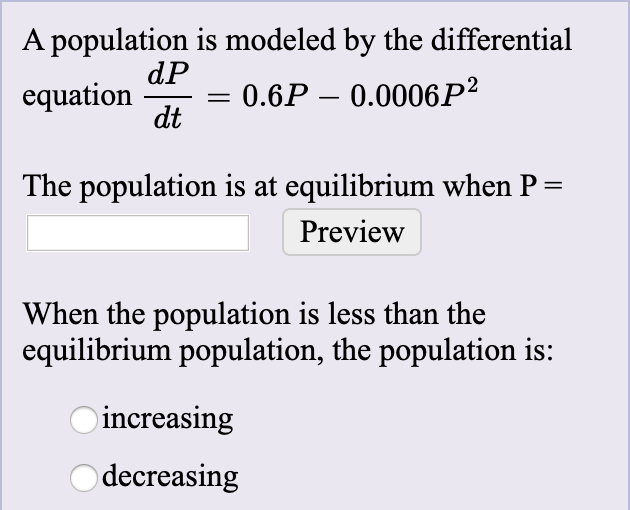 Solved A population is modeled by the differential equation | Chegg.com