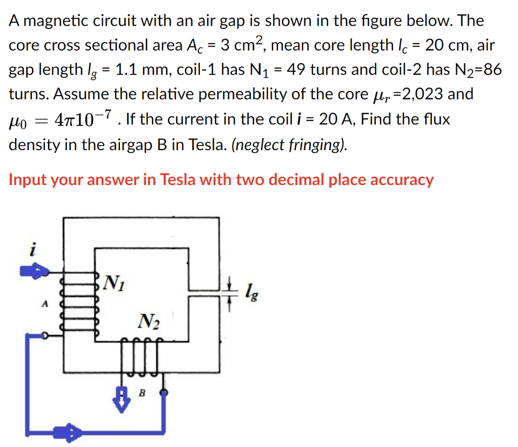 Solved = A Magnetic Circuit With An Air Gap Is Shown In The | Chegg.com