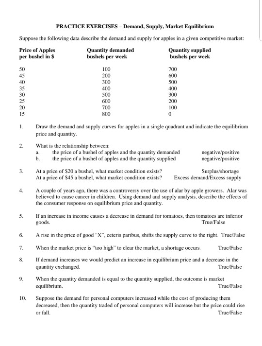 Supply And Demand Questions And Answers at Andrew Lewis blog