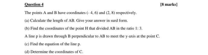 Solved Question 4 [8 marks] The points A and B have | Chegg.com