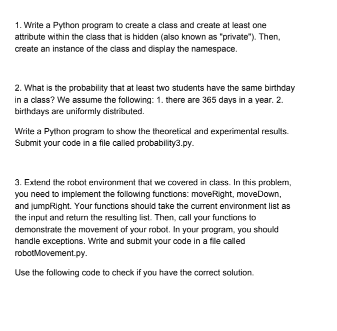 Solved 1. Write a Python program to create a class and | Chegg.com