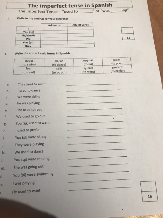 Imperfect tense questions 2025 spanish