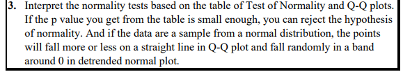 3. Interpret the normality tests based on the table | Chegg.com
