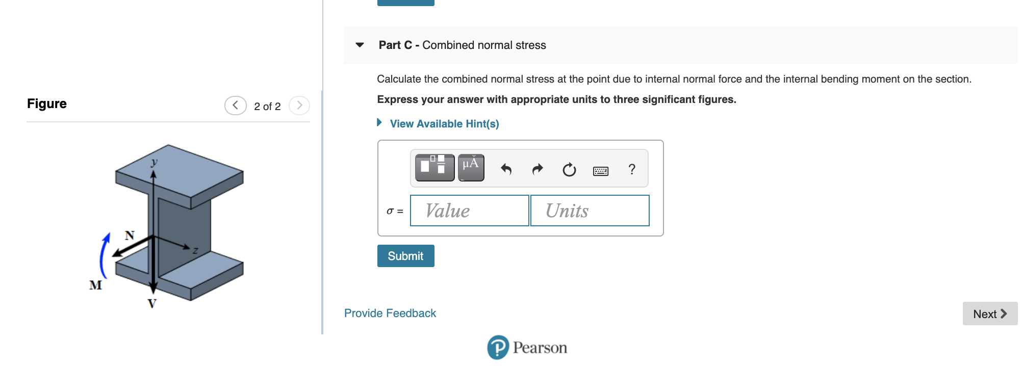 Solved Learning Goal: To calculate the normal and shear | Chegg.com