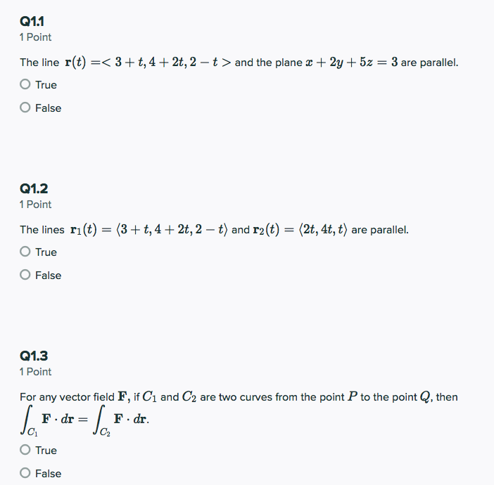 Solved Q1 1 1 Point The Line R T 3 T 4 2t 2 T And Chegg Com