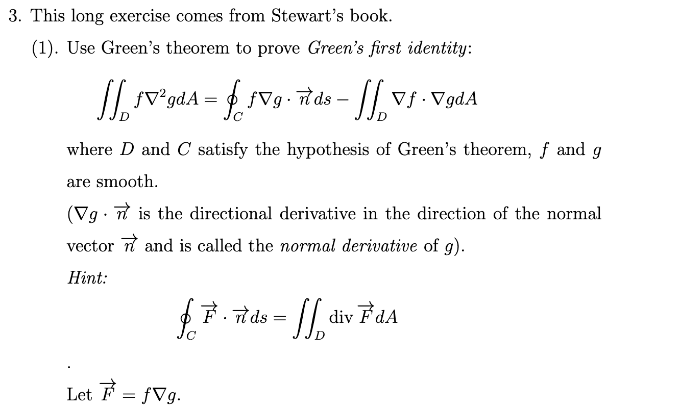 Solved 3. This long exercise comes from Stewart's book. (1). | Chegg.com