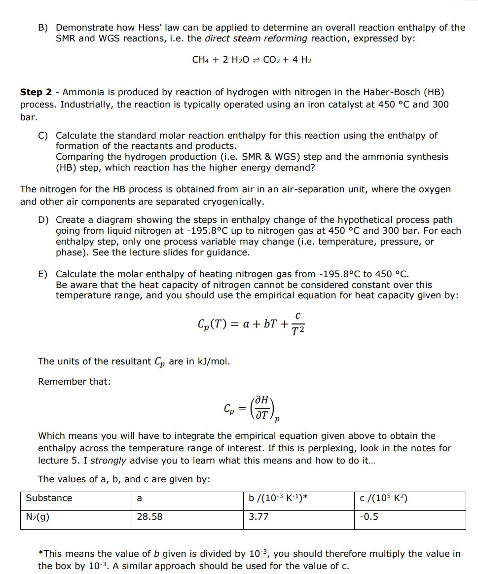 Solved Assignment 2 - Enthalpy changes in the Haber-Bosch | Chegg.com