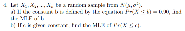 Solved Let X1,x2,dots,xn ﻿be A Random Sample From N(μ,σ2).a) | Chegg.com