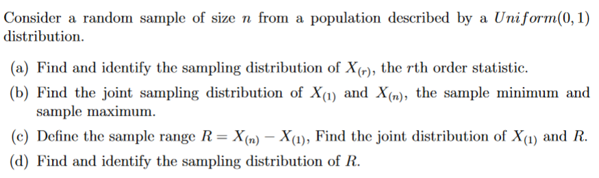 Solved Consider a random sample of size n from a population | Chegg.com