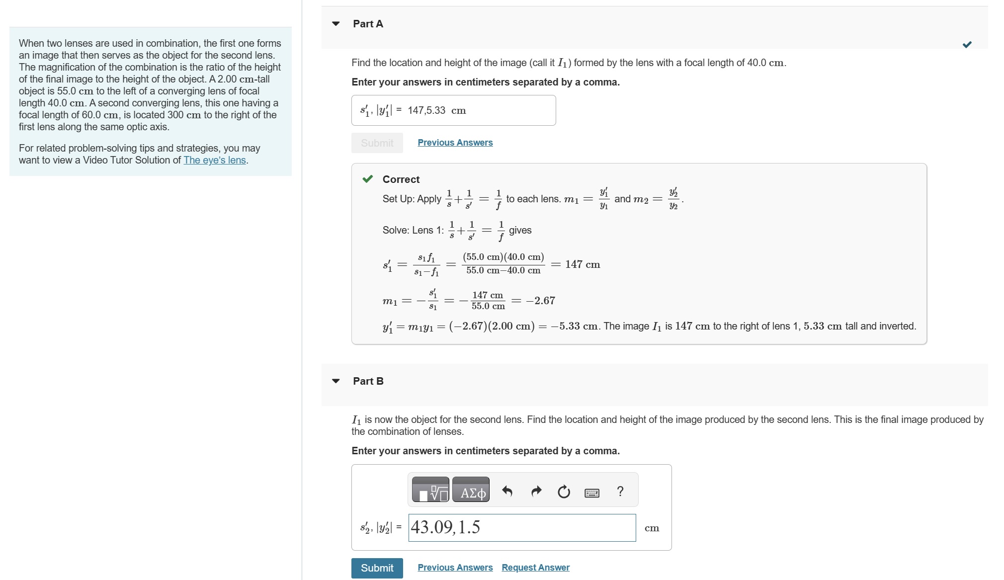 Solved I got Part A correct, but Part B is saying incorrect. | Chegg.com