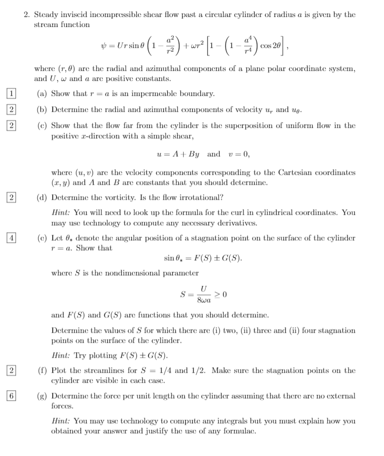 Solved 2. Steady inviscid incompressible shear flow past a | Chegg.com