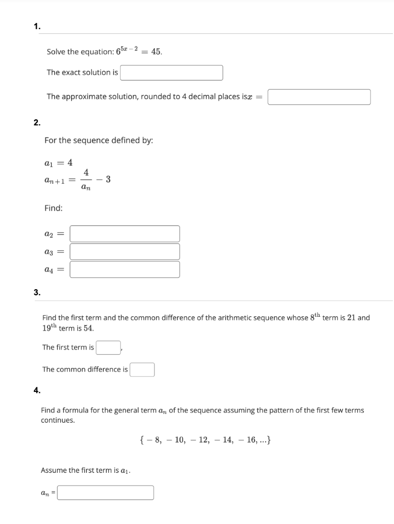 Solved Solve the equation: 65x−2=45. The exact solution is | Chegg.com