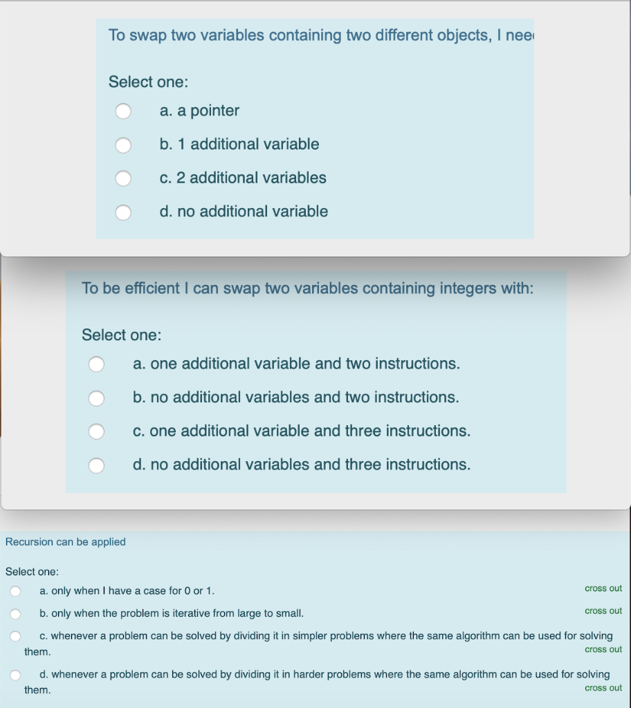 Solved To swap two variables containing two different | Chegg.com