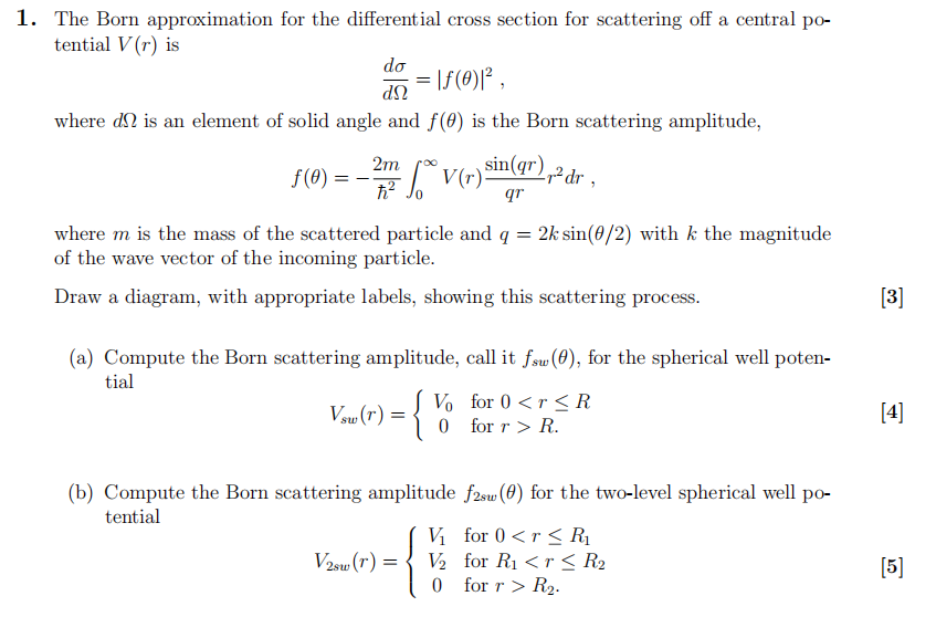 Solved The Born approximation for the differential cross | Chegg.com