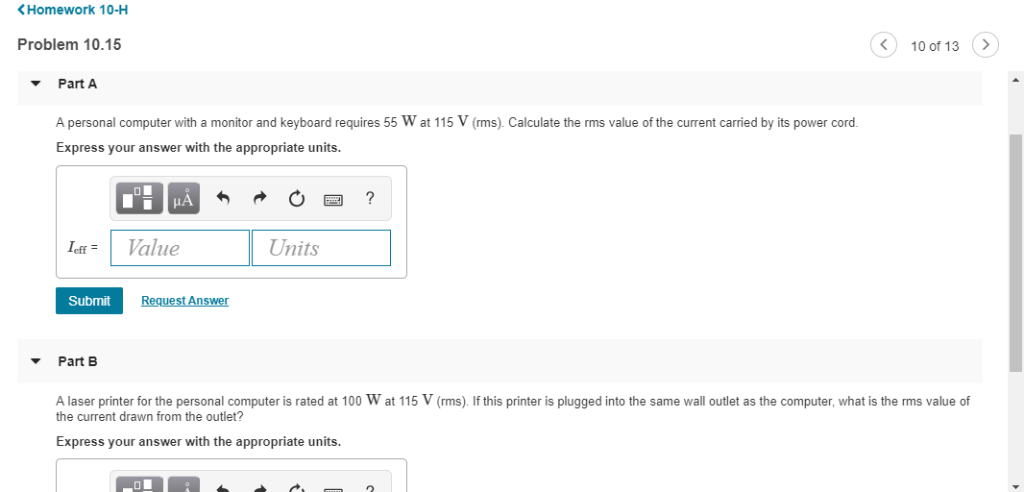 Solved Homework 10-H Problem 10.15 10 of 13 PartA A personal | Chegg.com