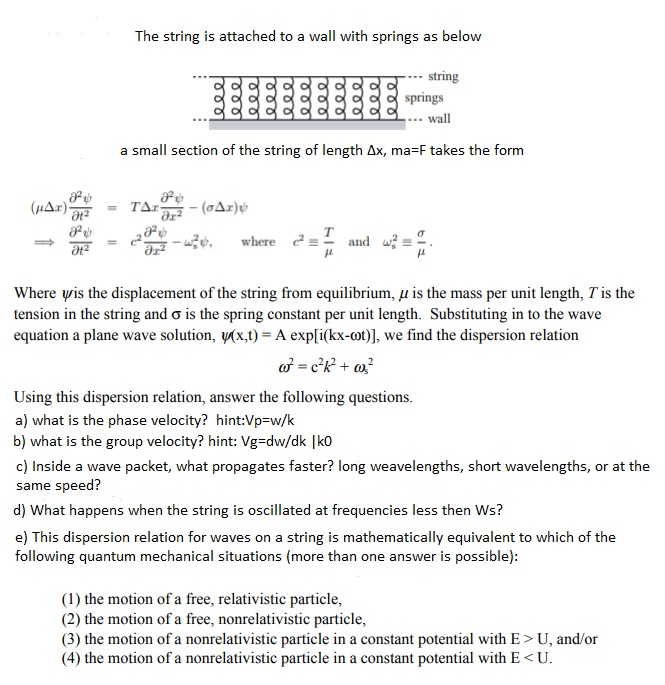 Physics Spring And String Riddle Solved The string is attached to a wall with springs as | Chegg.com