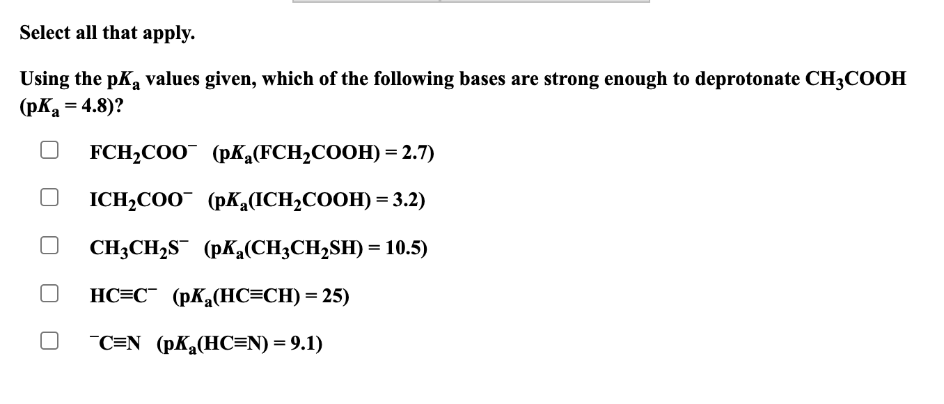 Solved Match the following structures to the appropriate pKa | Chegg.com