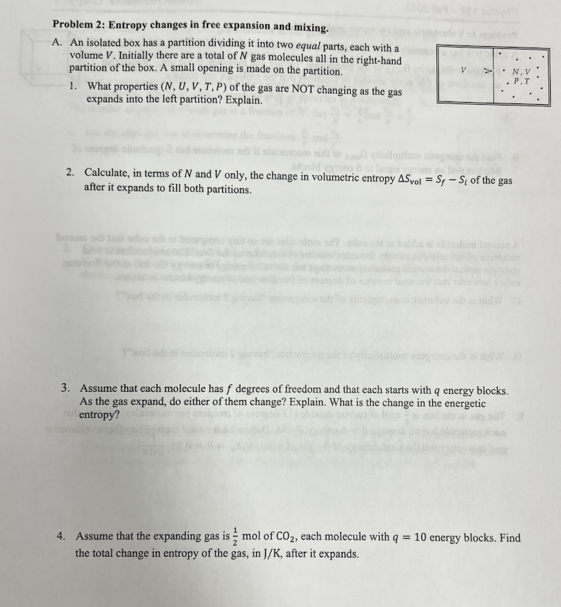 Solved Problem 2: Entropy changes in free expansion and | Chegg.com