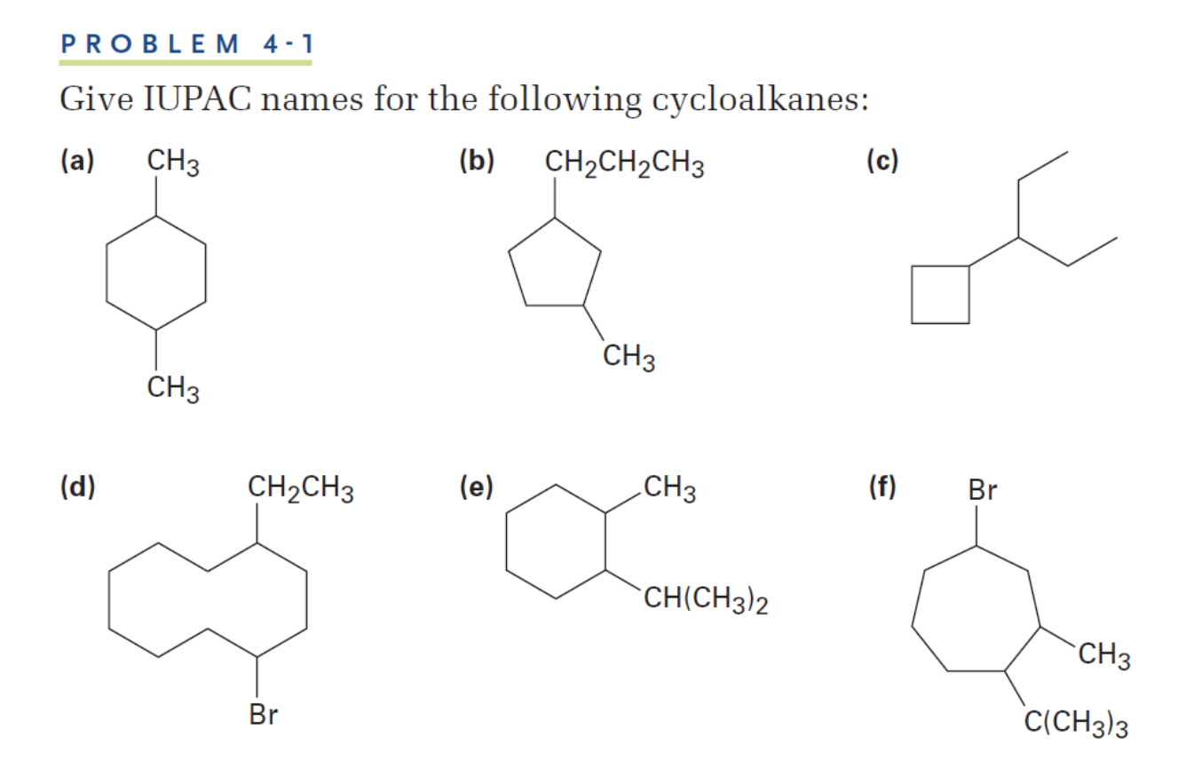 Naming Cycloalkanes With Substituents Practice