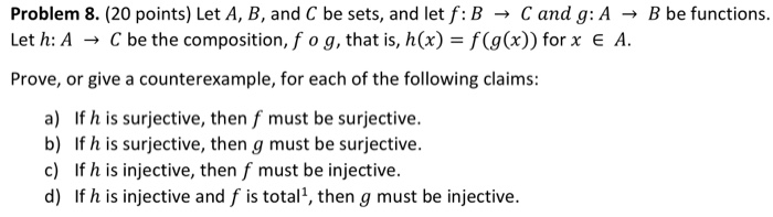 Solved Problem 8. (20 Points) Let A, B, And C Be Sets, And | Chegg.com